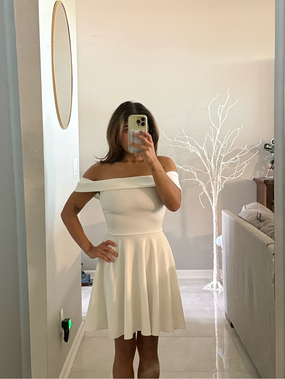 B Darlin White One-Shoulder Fit & Flare Dress
